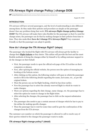 ITA Airways flight change Policy