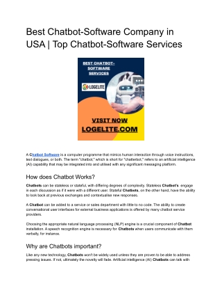Best Chatbot-Software Company in USA _ Top Chatbot-Software Services