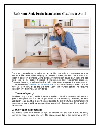 Bathroom Sink Drain Installation Mistakes to Avoid