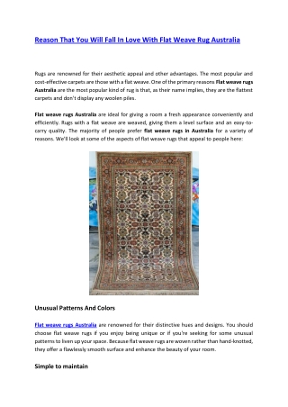 Reason That You Will Fall In Love With Flat Weave Rug Australia