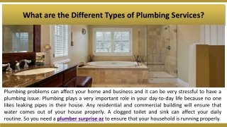 What are the Different Types of Plumbing Services