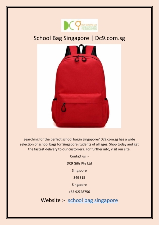 School Bag Singapore | Dc9.com.sg