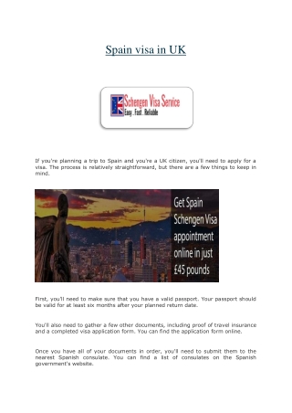 Spain visa in UK