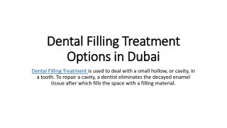 Dental Filling Treatment Options in Dubai
