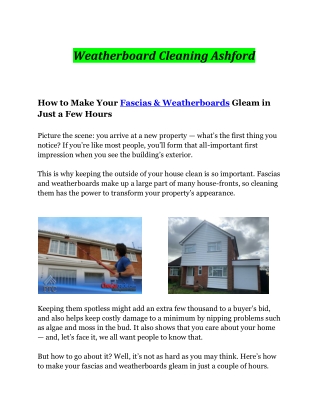 Weatherboard Cleaning Ashford