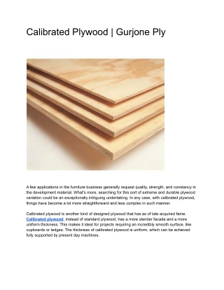Calibrated Plywood _ Gurjone Ply