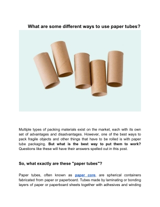 What are some different ways to use paper tubes