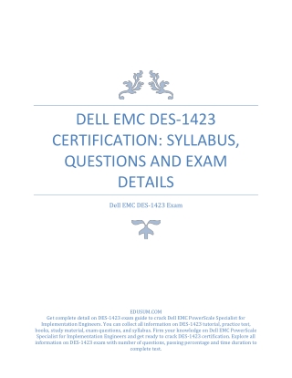 Dell EMC DES-1423 Certification: Syllabus, Questions and Exam Details