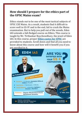 How should I prepare for the ethics part of the UPSC Mains exam