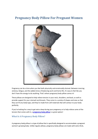 Pregnancy Body Pillow For Pregnant Women