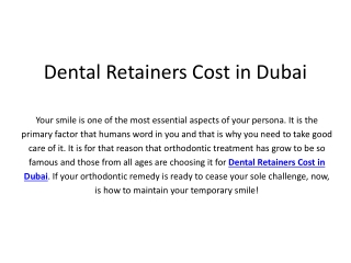 Dental Retainers Cost in Dubai