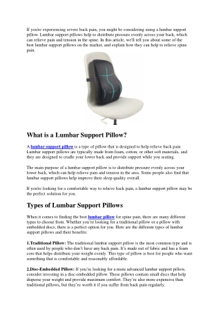 Best Lumbar Support Pillow for Spine Pain