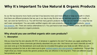 Why It's Important To Use Natural & Organic Products