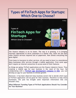 Types Of FinTech Apps For Startups: Which One To Choose?