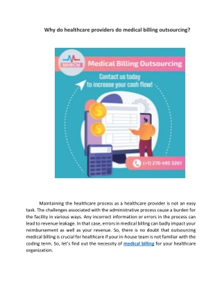 Why do healthcare providers do medical billing outsourcing?