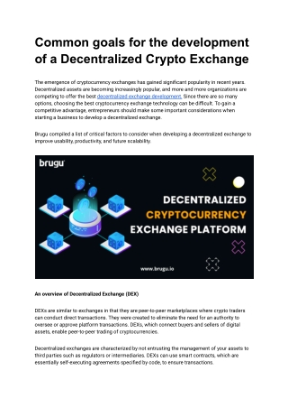 Decentralized Crypto Exchange Development