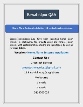 Home Alarm Systems Installation | Greentechelectrics.com.au