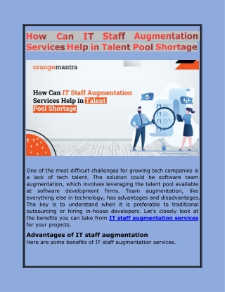 How Can IT Staff Augmentation Services Help in Talent Pool Shortage