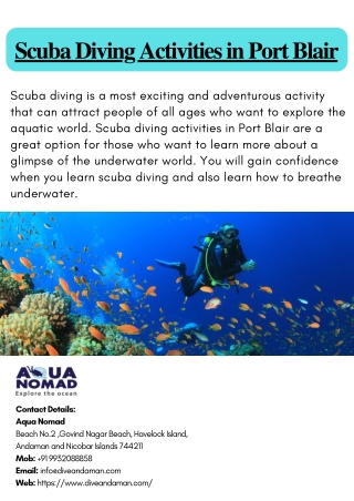 Scuba Diving Activities in Port Blair