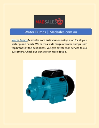 Water Pumps | Madsales.com.au