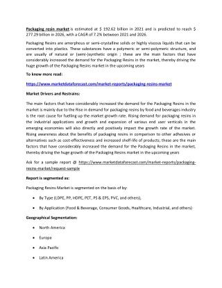 Packaging Resins Market
