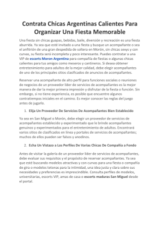 Contrata Chicas Argentinas Calientes Para Organizar Una Fiesta Memorable