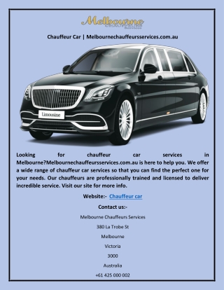 Chauffeur Car | Melbournechauffeursservices.com.au