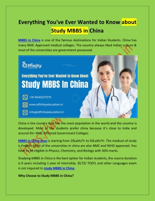 Everything You've Ever Wanted to Know about Study MBBS in China