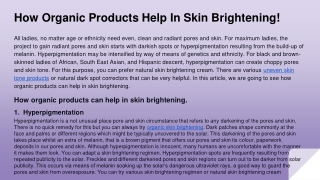 How Organic Products Help In Skin Brightening