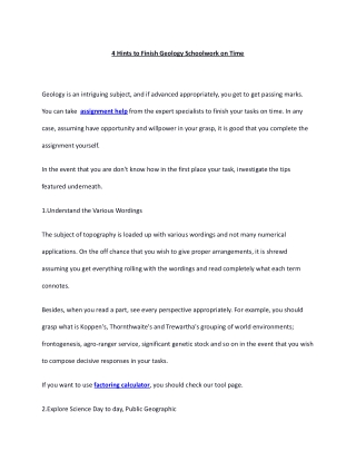 4 Hints to Finish Geology Schoolwork on Time