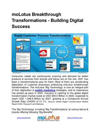 moLotus Breakthrough Transformations - Building Digital Success