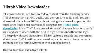 Tiktok Video Downloader