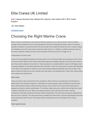 Elite Cranes UK Limited
