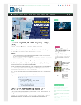 Chemical Engineer: Job Work, Eligibility, Colleges, Salary