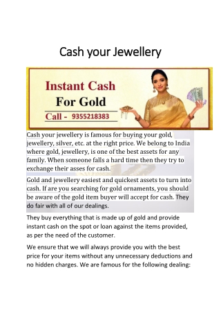 Cash your Jewellery