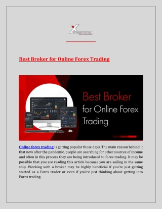 Best Broker for Online Forex Trading