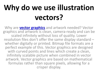 Why do we use illustration vectors?