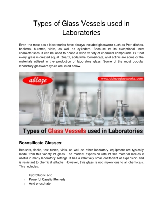 Types of Glass Vessels used in Laboratories-