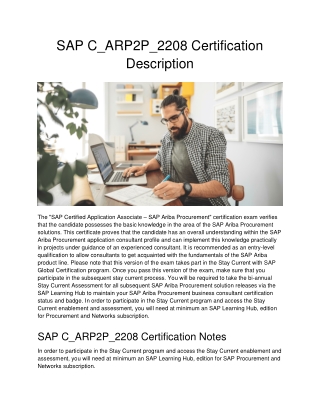 SAP C_ARP2P_2208 Certification Description