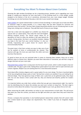 Everything You Want To Know About Linen Curtains
