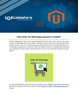 How Order On WhatsApp extension is Useful?
