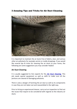 3 Amazing Tips and Tricks for Air Duct Cleaning