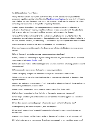 Top 23 Tax collection Paper Themes