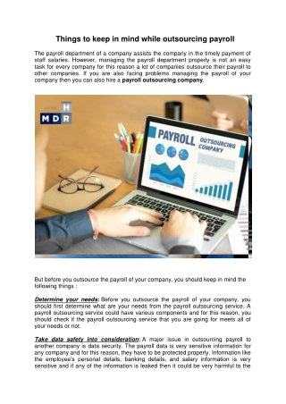 Things to keep in mind while outsourcing payroll