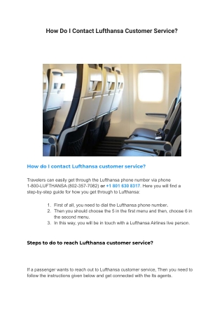 How Do I Contact Lufthansa Customer Service?