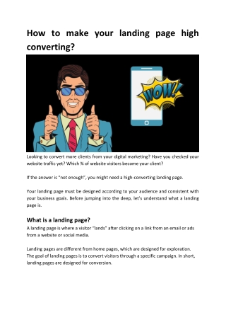 How to make your landing page high converting?