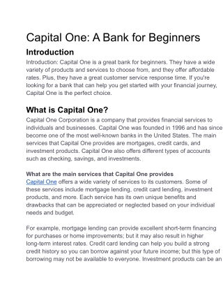 Capital One A Bank for Beginners