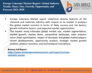 Europe Colorants Market Growth, Industry Size-Share, Global Trends, Key Players