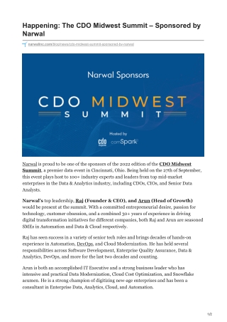 narwalinc.com-Happening The CDO Midwest Summit  Sponsored by Narwal