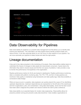 Data Observability for Pipelines